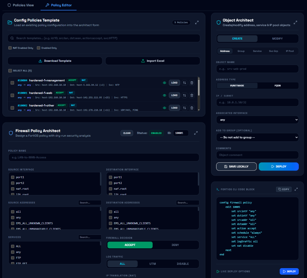 Firewall Policy Architect Dashboard
